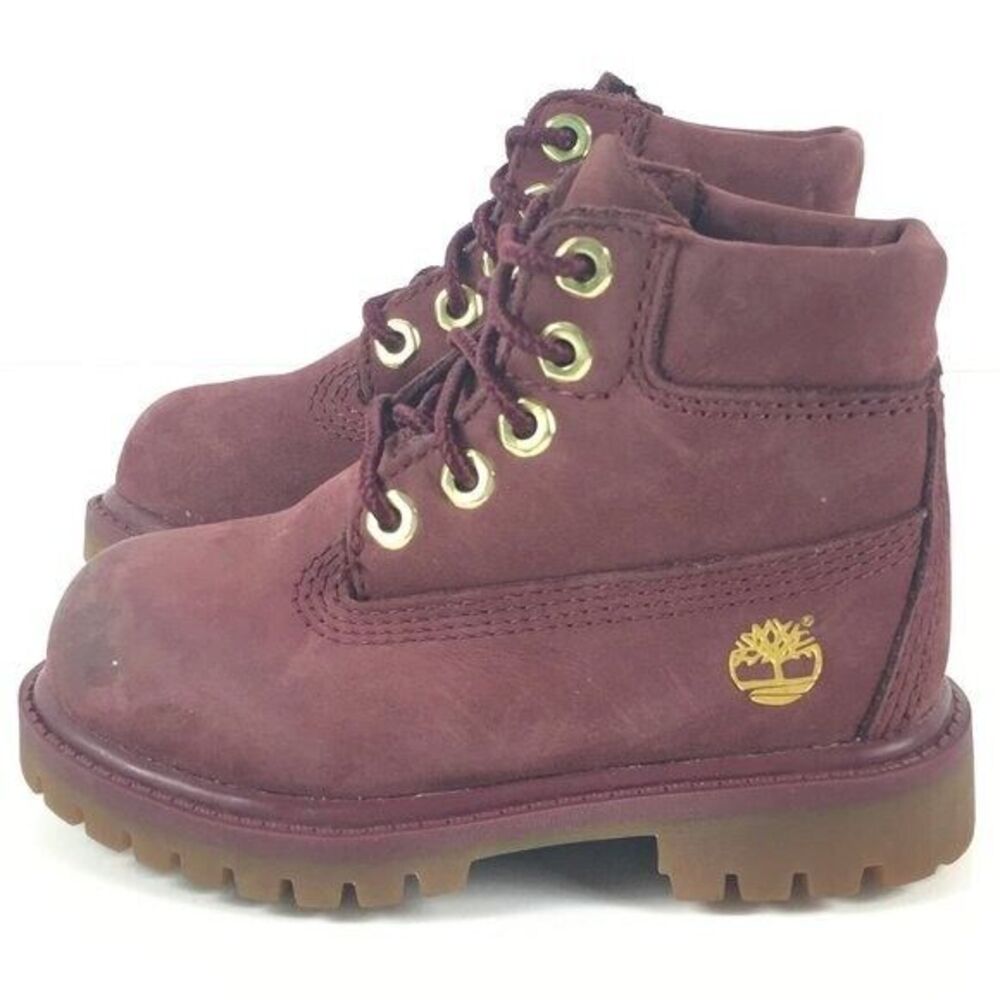 Timberland Shoes Purple Lace Suede Leather Child Kid Boots 6, Euro 22.5